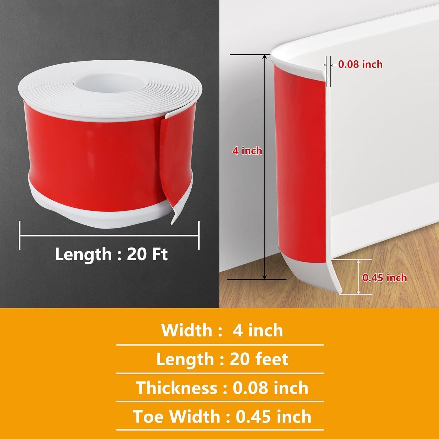 Moldura de Zócalo Flexible Stickgoo 10 cm x 6.1 m Blanca