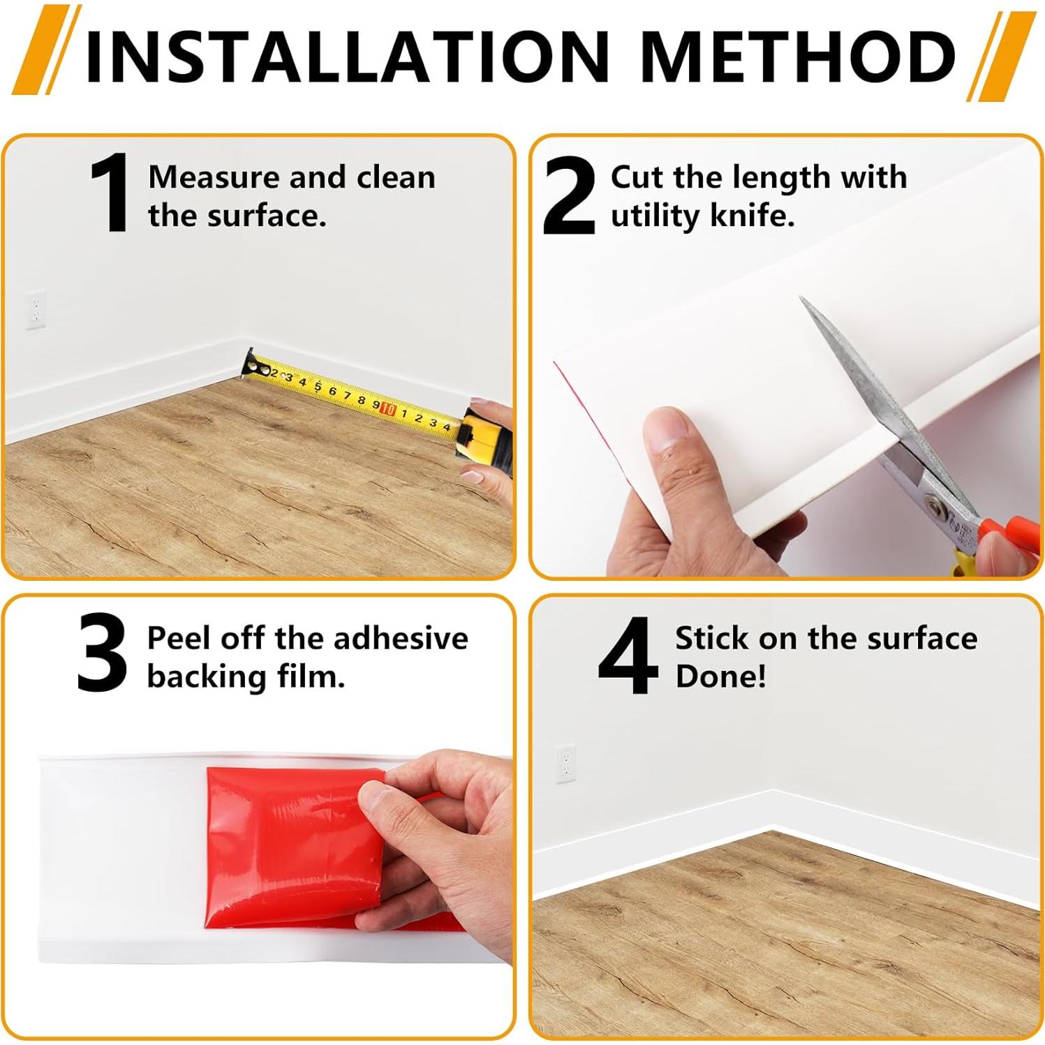 Moldura de Zócalo Flexible Stickgoo 10 cm x 6.1 m Blanca