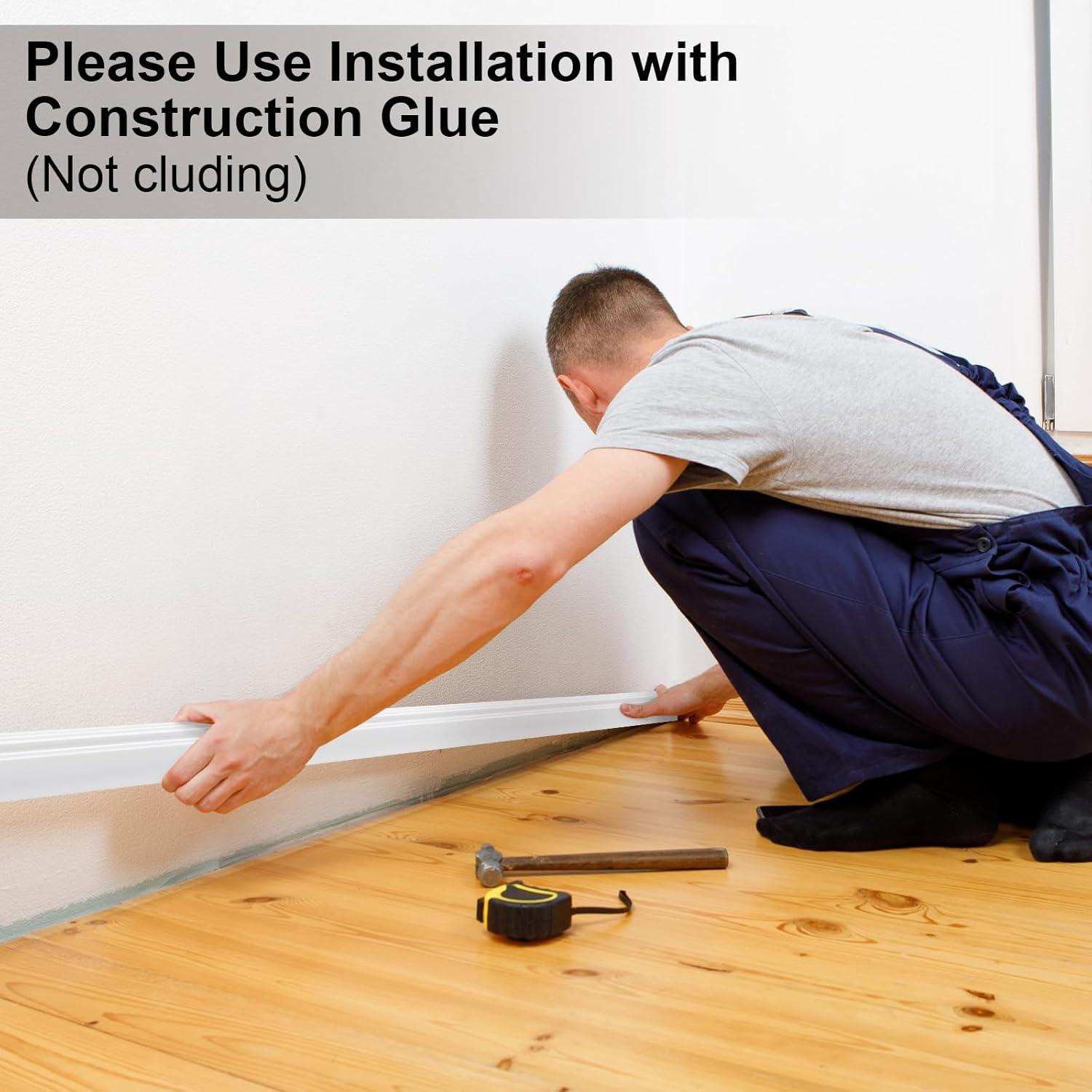 10 Piezas Moldura de Zócalo de PVC 100cm x 9cm Blanca