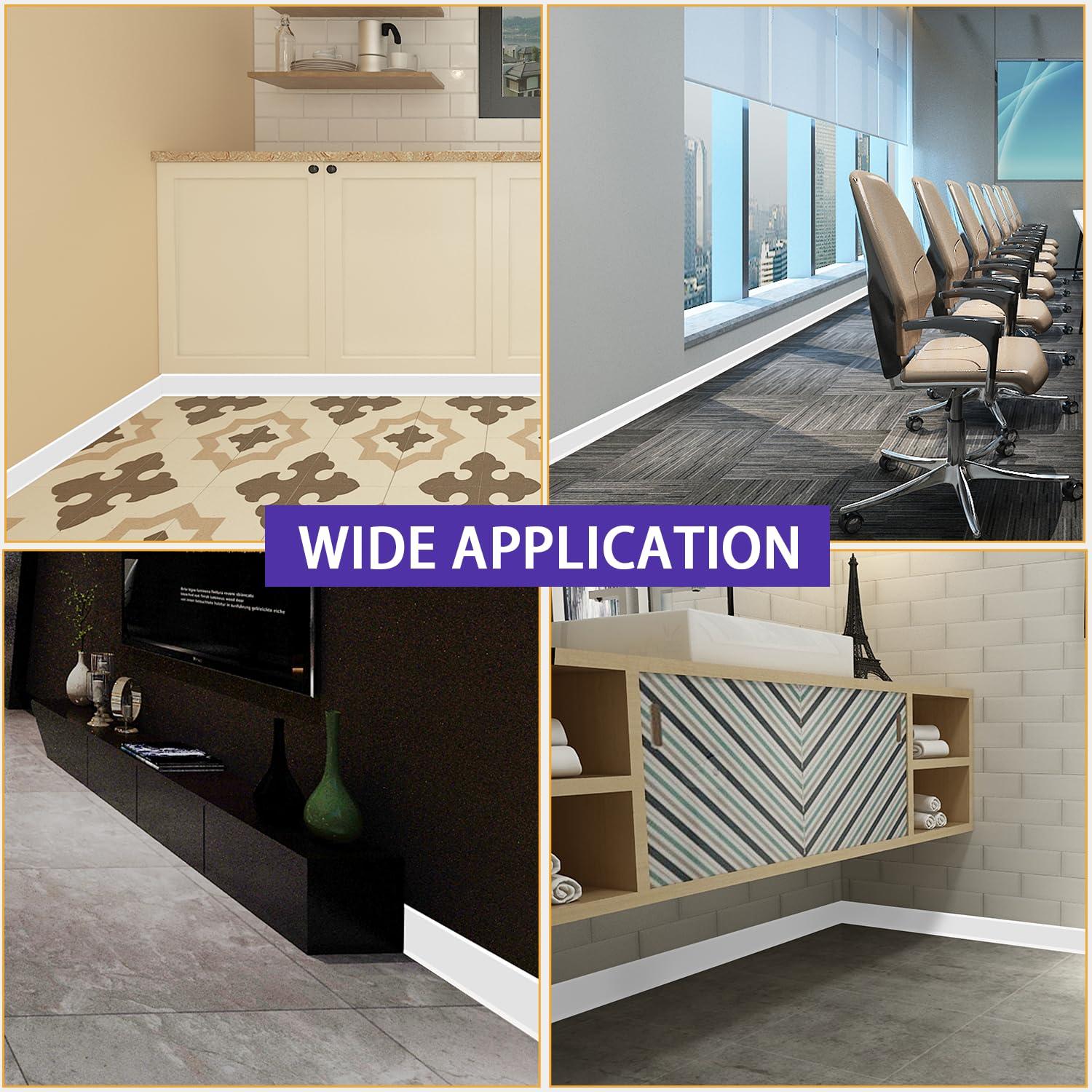 Moldura de Zócalo Flexible Daopu 20 pies Blanco Autoadhesiva