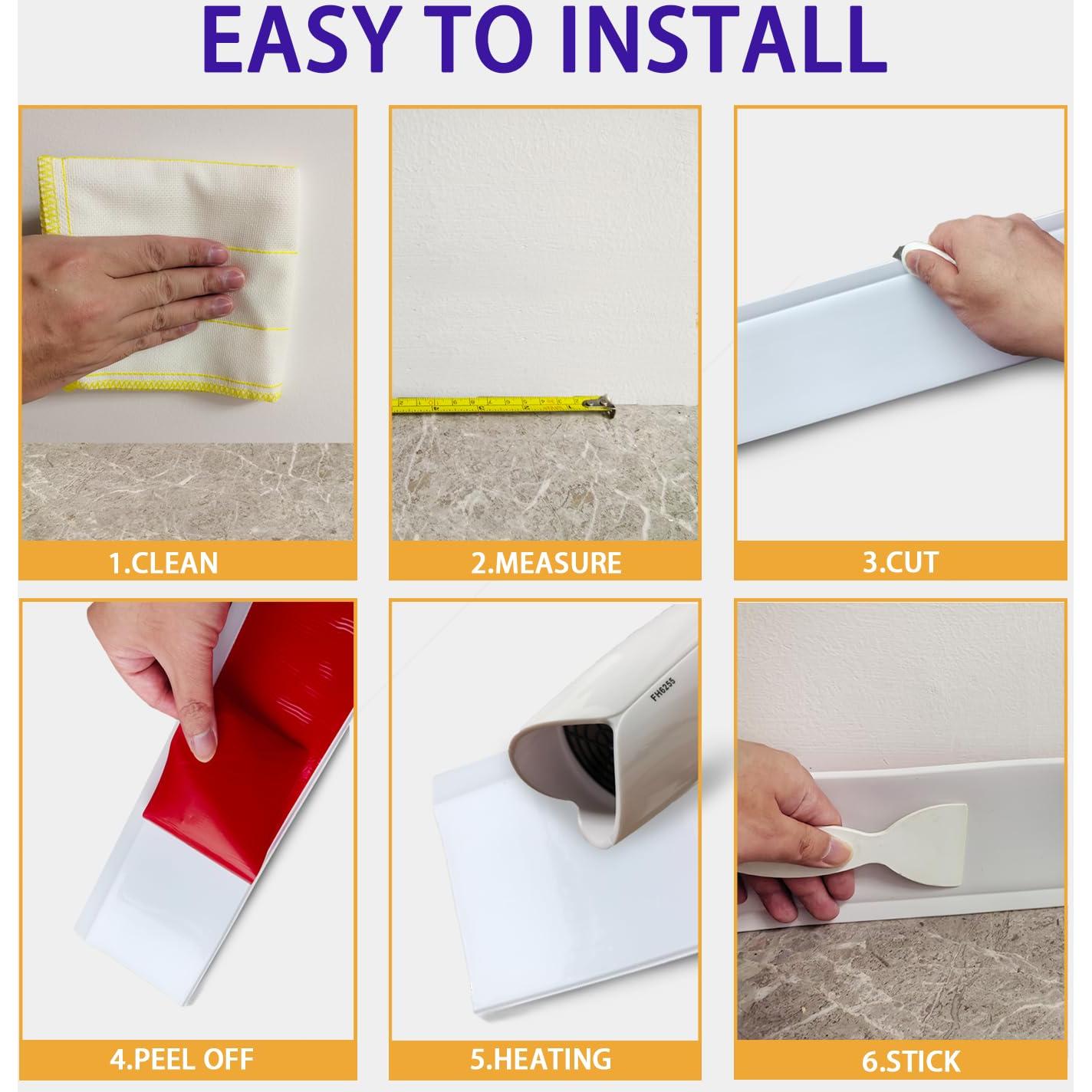 Moldura de Zócalo Flexible Daopu 20 pies Blanco Autoadhesiva