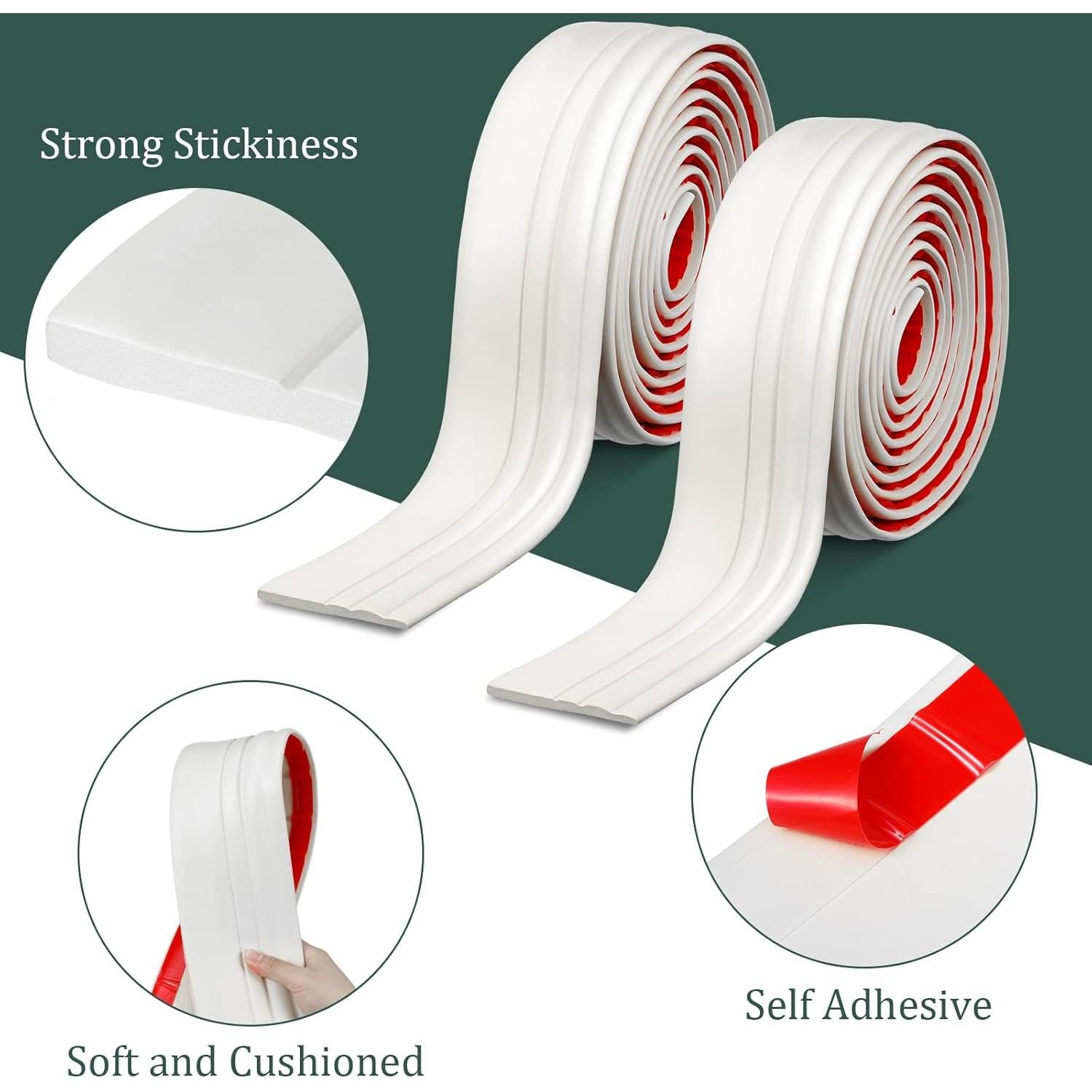 Moldura de Zócalo Autoadhesiva Sasylvia 2 Pcs 5m x 10cm Crema