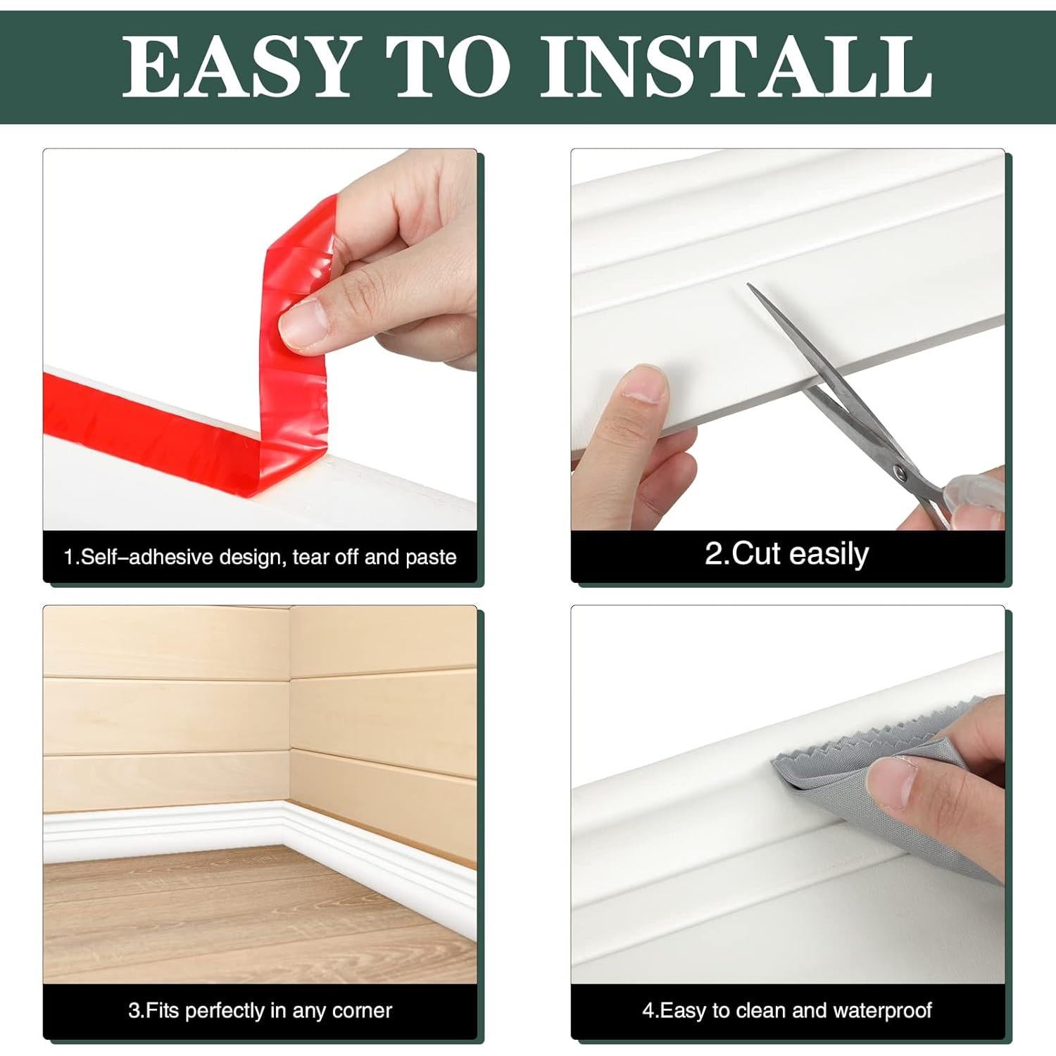 Moldura de Zócalo Autoadhesiva Sasylvia 2 Pcs 5m x 10cm Crema