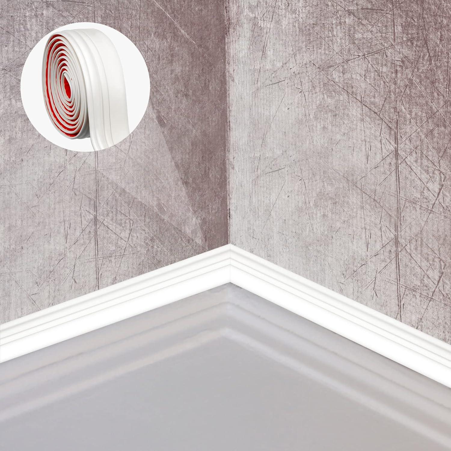 Moldura de Zócalo Autoadhesiva Sasylvia 2 Pcs 5m x 10cm Crema