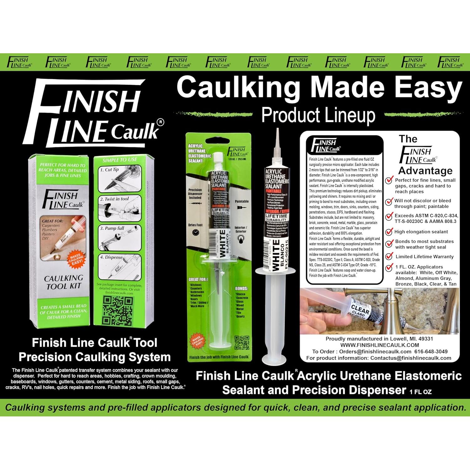 Sellador Elastomérico Uretano Acrílico Finish Line 28.35 g Blanco