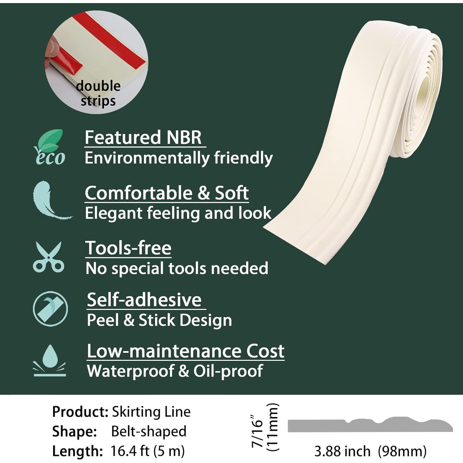 Moldura Autoadhesiva Gaahing Beige 5m x 10cm Impermeable