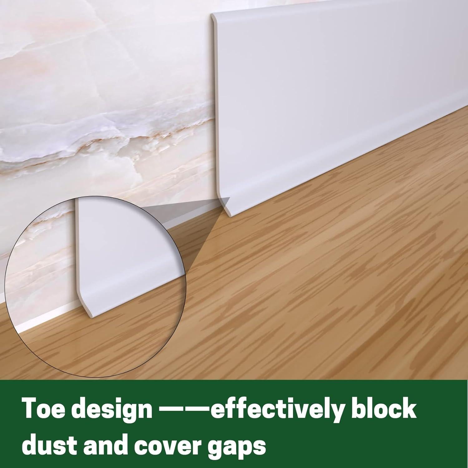 Moldura de Zócalo Flexible GAMZAU 15.24 cm x 6.1 m Vinilo Blanco