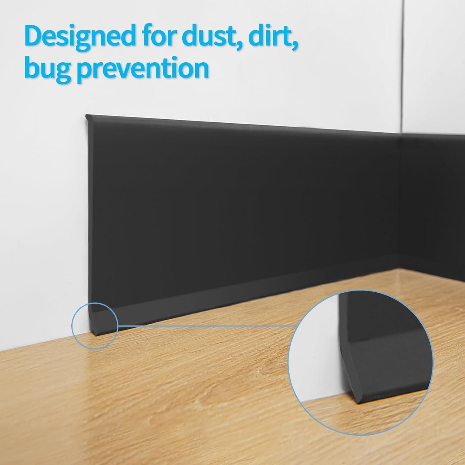 Moldura de Zócalo Flexible Art3d 6.1m Autoadhesiva Negra