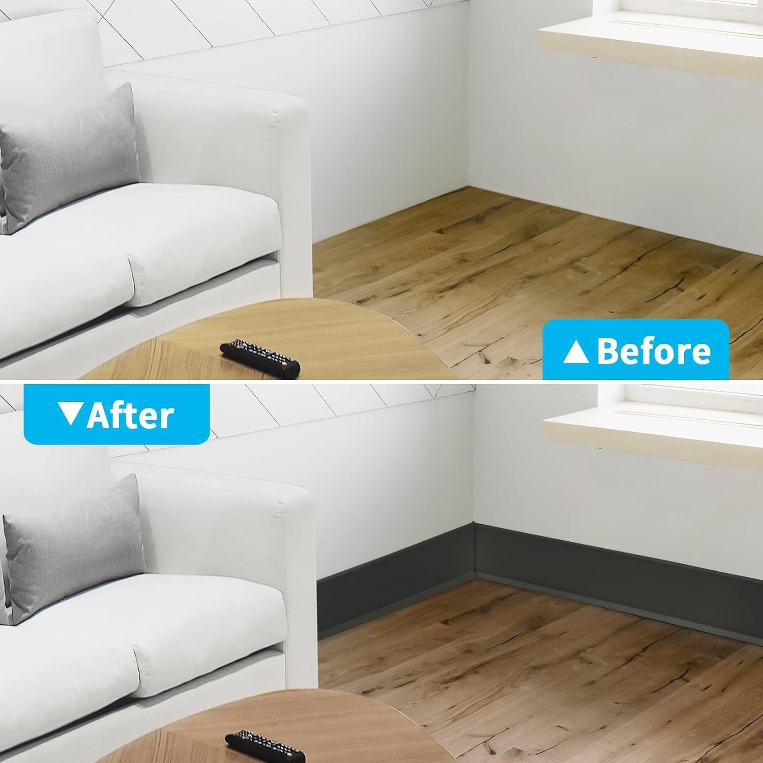 Moldura de Zócalo Flexible Art3d 6.1m Autoadhesiva Negra