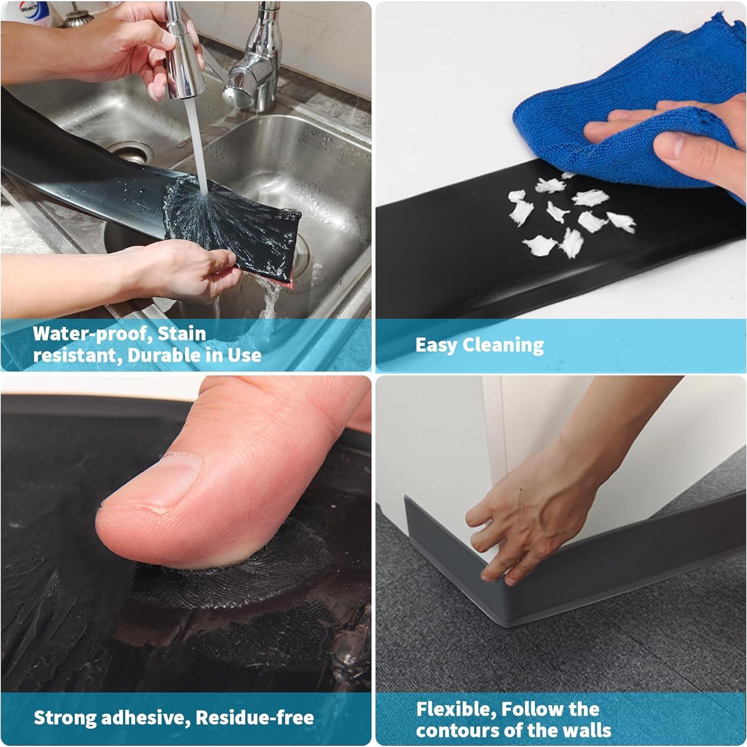 Moldura de Zócalo Flexible Art3d 6.1m Autoadhesiva Negra