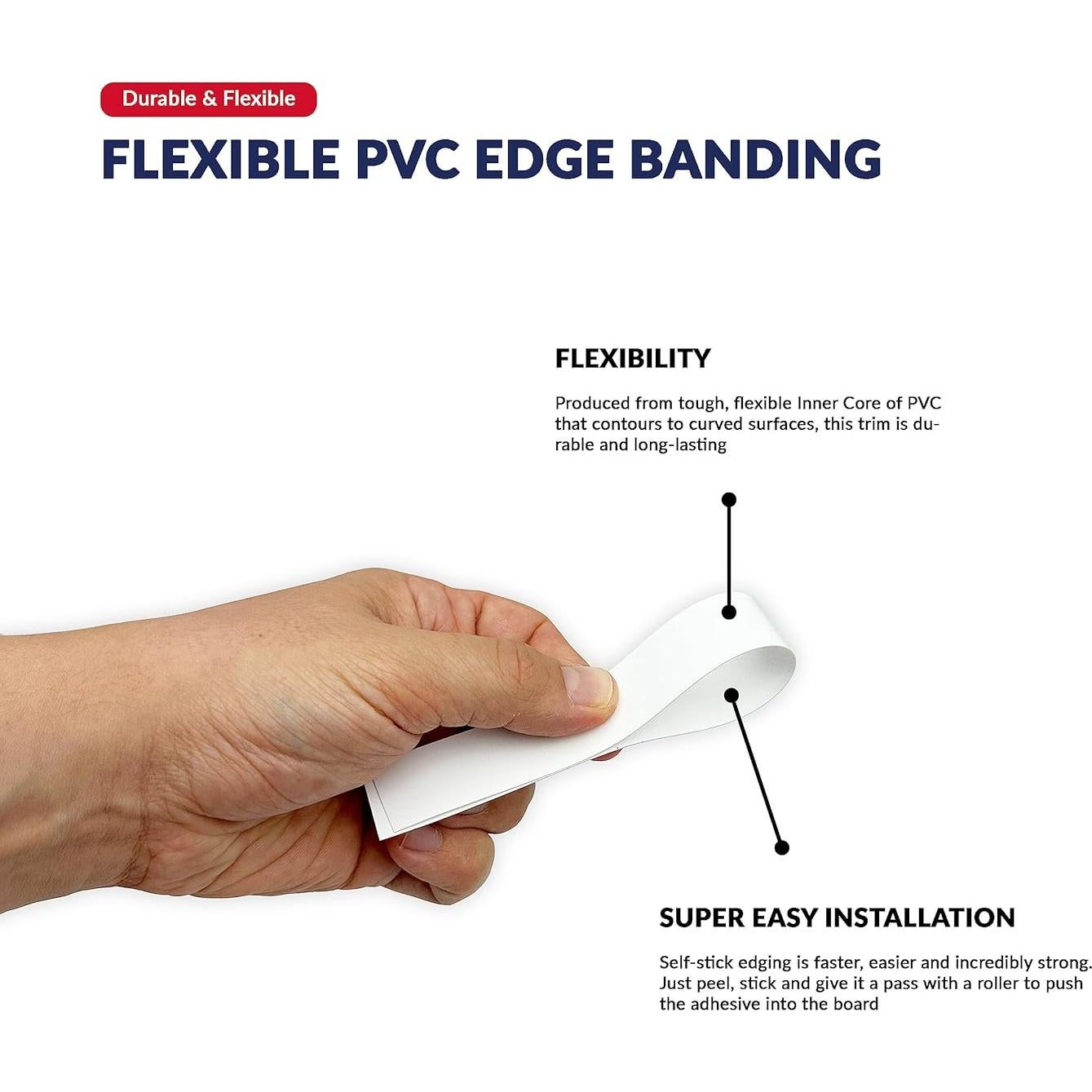 Cinta Biselada Autoadhesiva PVC Blanco 19 mm x 7.62 m para Muebles