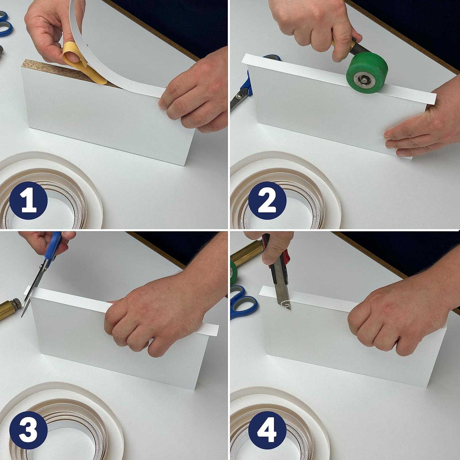 Cinta Biselada Autoadhesiva PVC Blanco 19 mm x 7.62 m para Muebles