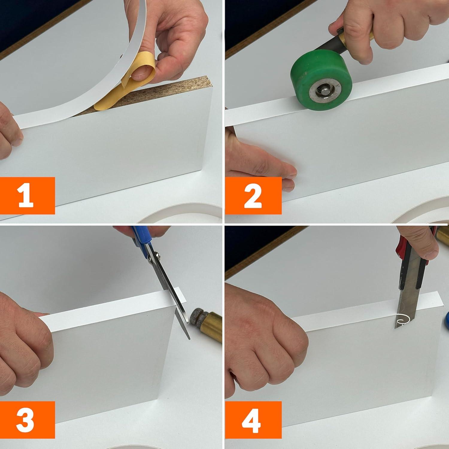 Banda de Borde de PVC Blanca Autoadhesiva 1.9 cm x 7.62 m