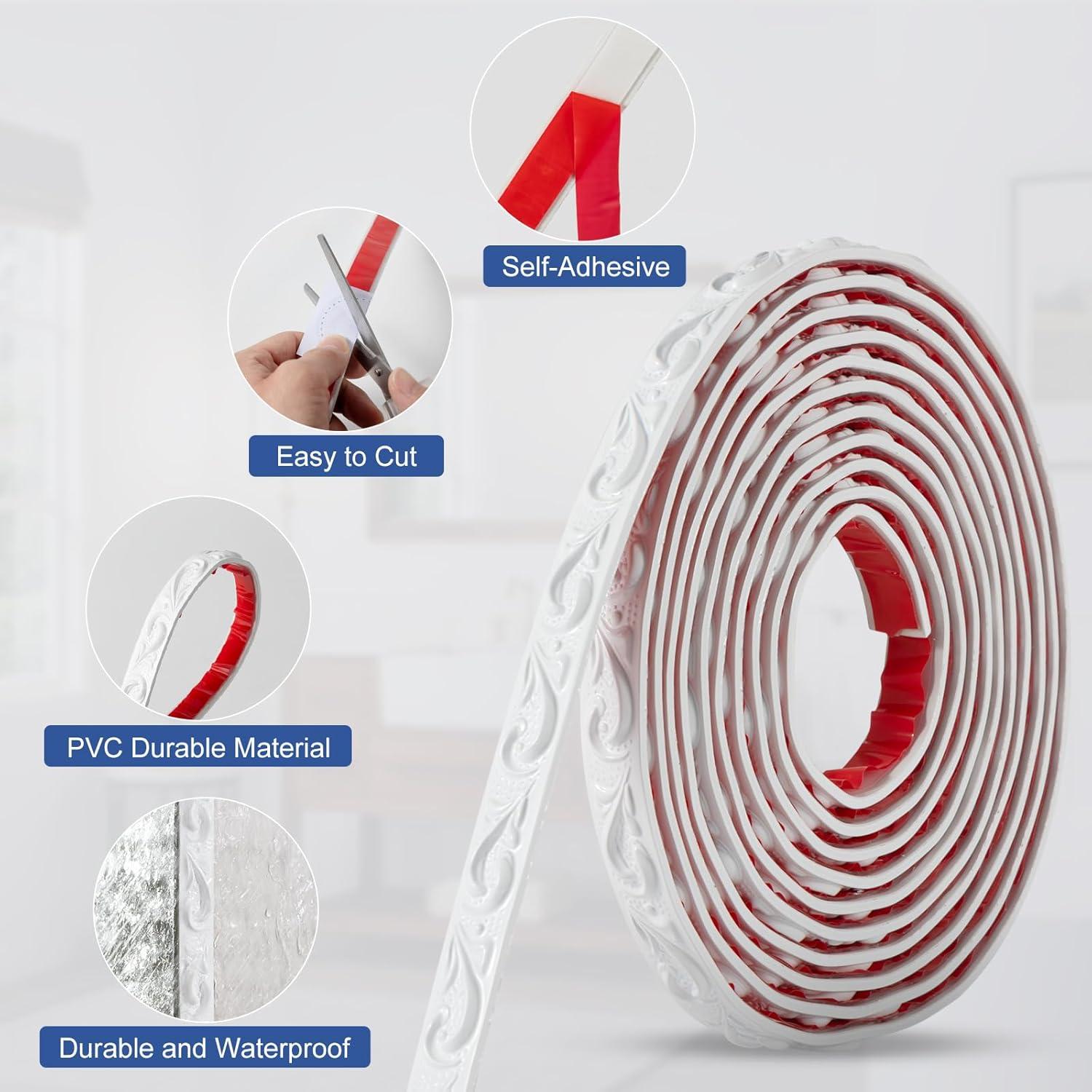 Moldura de Corona Autoadhesiva Blanca KIJOU 5m x 2cm PVC