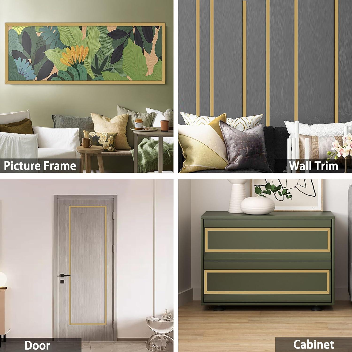 Moldura Flexible Autoadhesiva Gaahing 5m x 1cm Oro Mate