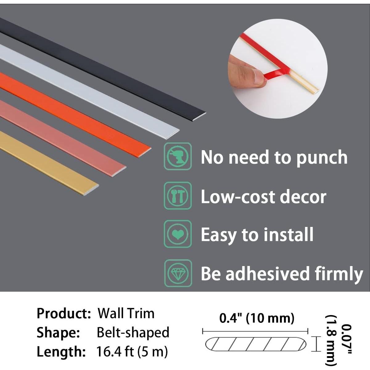 Moldura Flexible Autoadhesiva Gaahing 5m x 1cm Oro Mate