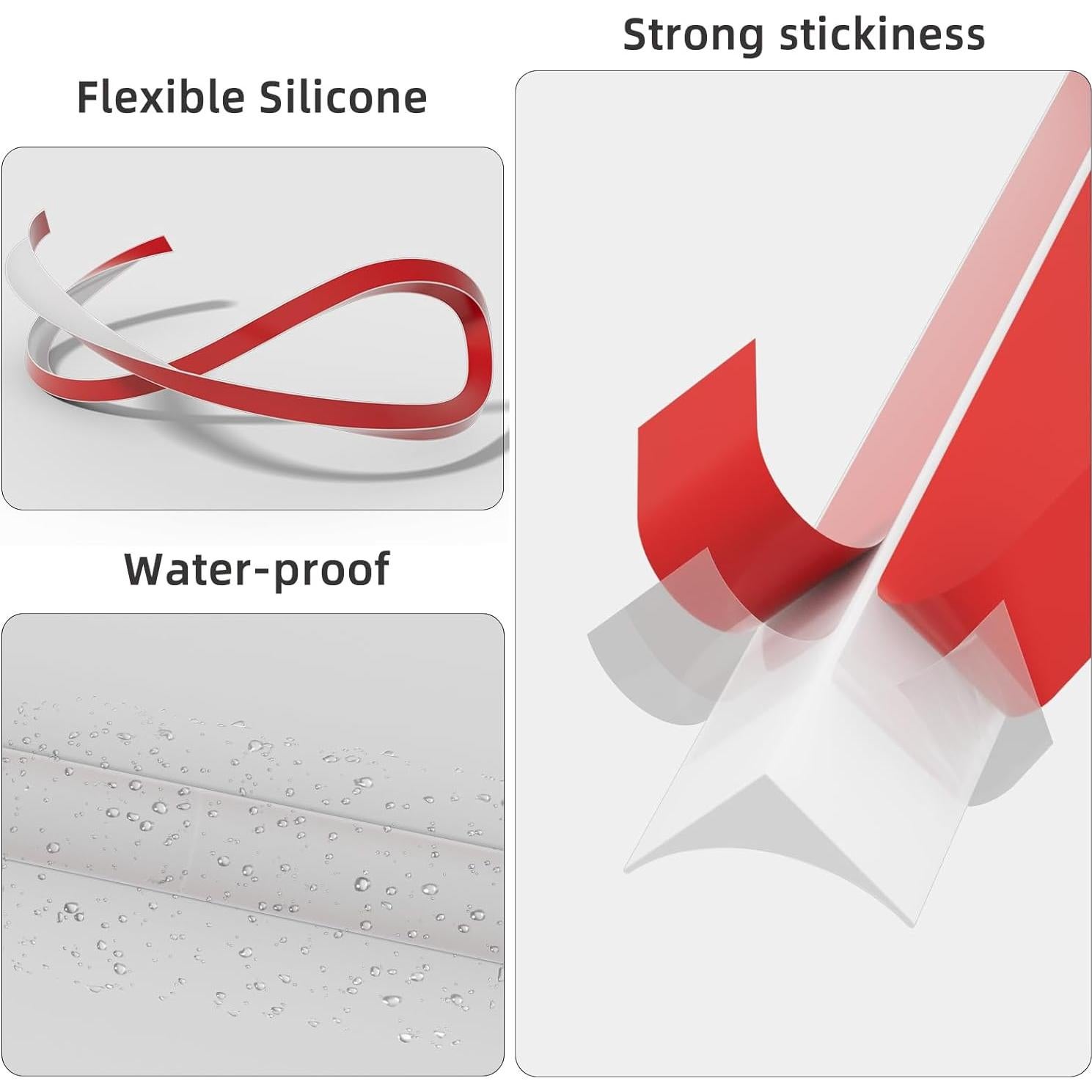 Moldura Flexible de Silicona KAYLEINSTER 12m Blanca Peel and Stick