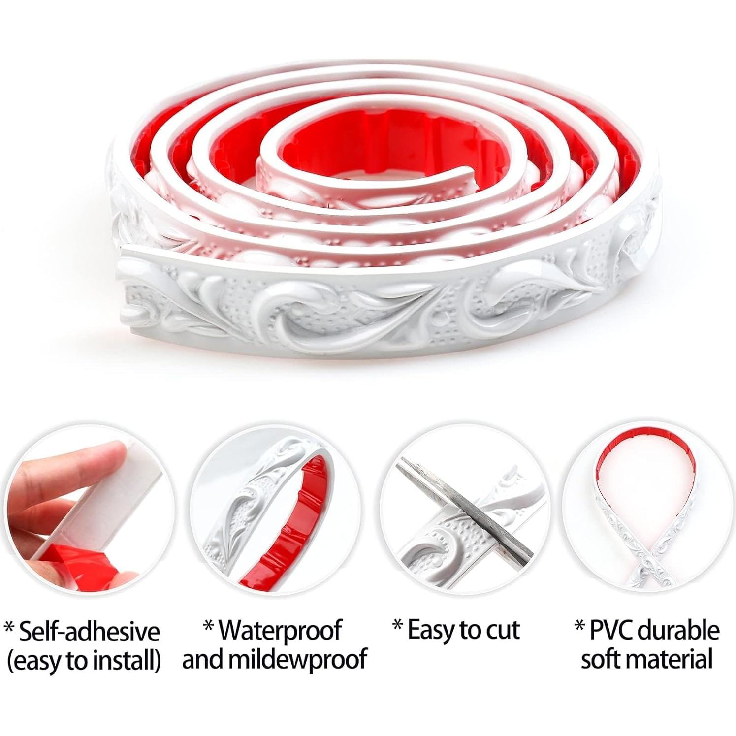 Moldura de Pared Autoadhesiva Duzzy 5m PVC Blanco