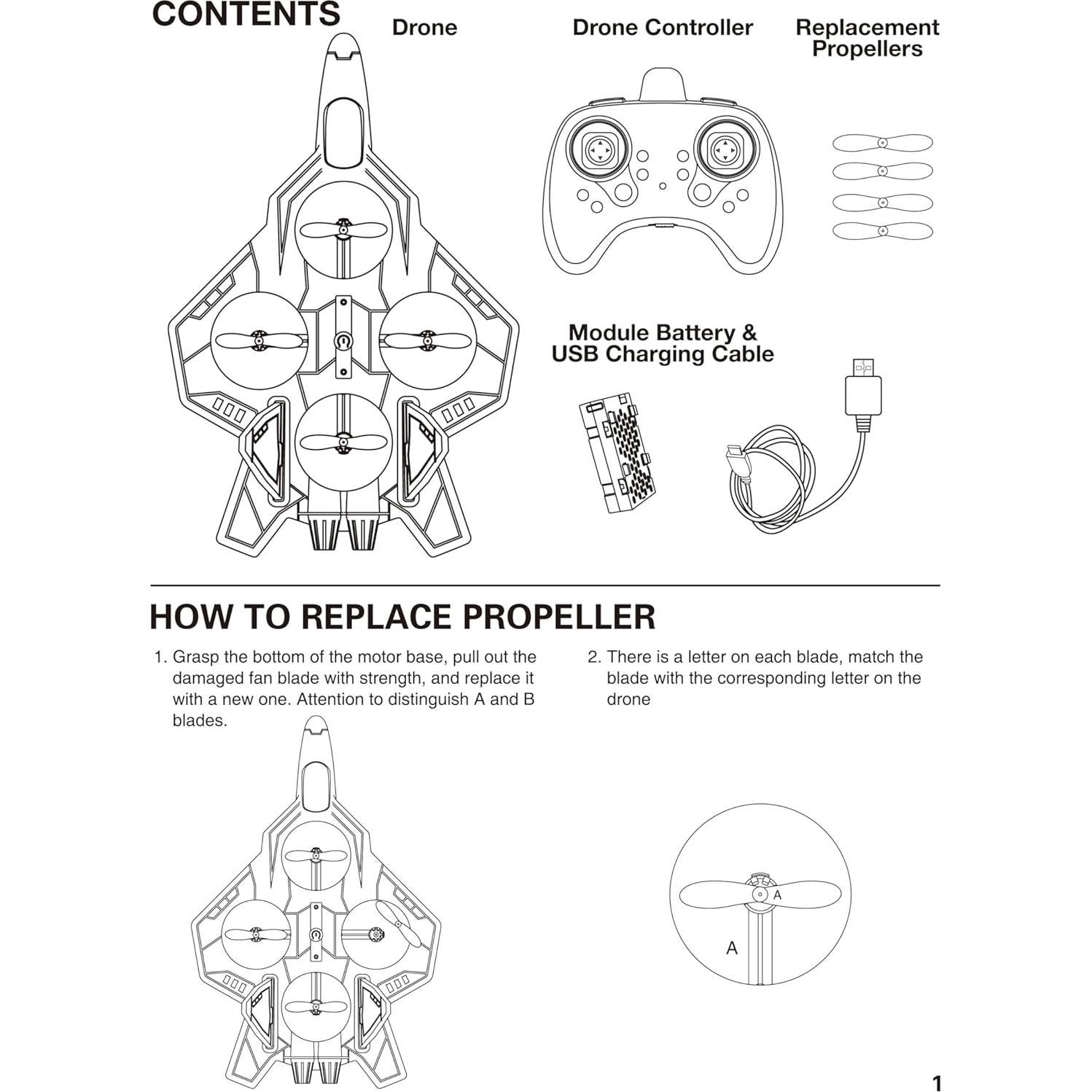 Dron RC HOLYFUN para Niños 25.4cm con 2 Baterías