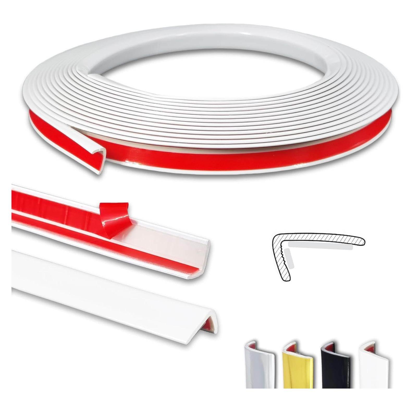 Moldura de Esquina Autoadhesiva 6.1m KTINITK PVC Blanco