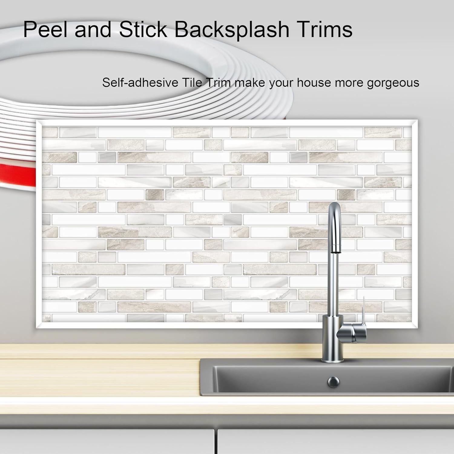 Moldura de Esquina Autoadhesiva 6.1m KTINITK PVC Blanco