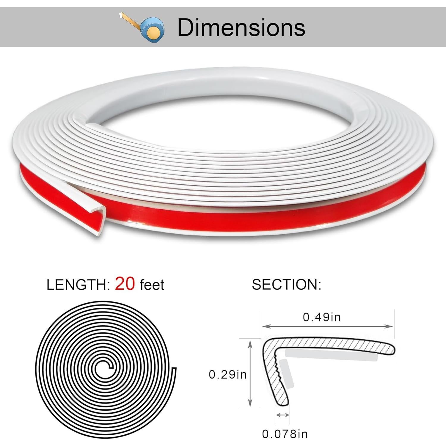 Moldura de Esquina Autoadhesiva 6.1m KTINITK PVC Blanco