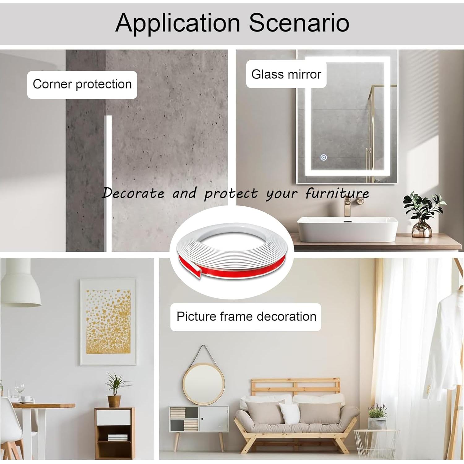 Moldura de Esquina Autoadhesiva 6.1m KTINITK PVC Blanco