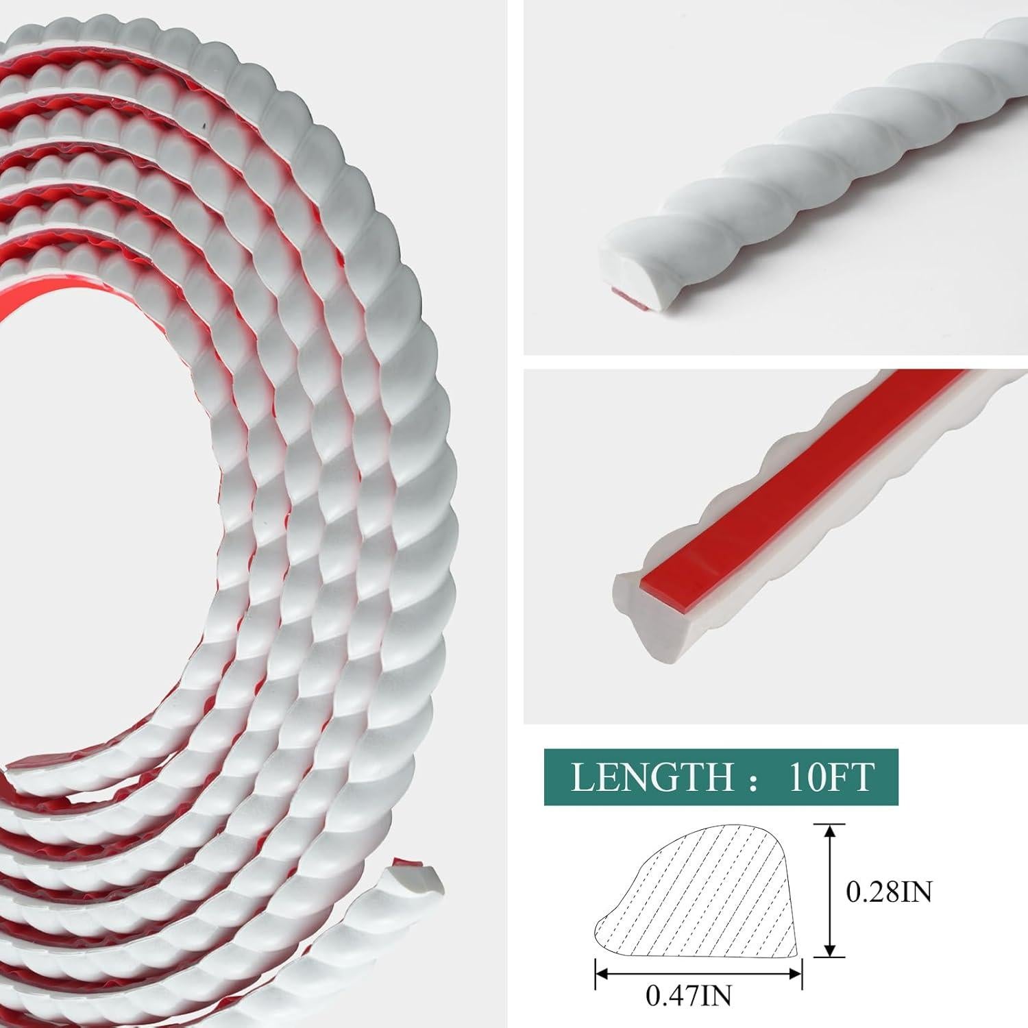 Moldura de Pared Autoadhesiva PVC Blanco 10FT 0.47x0.28m