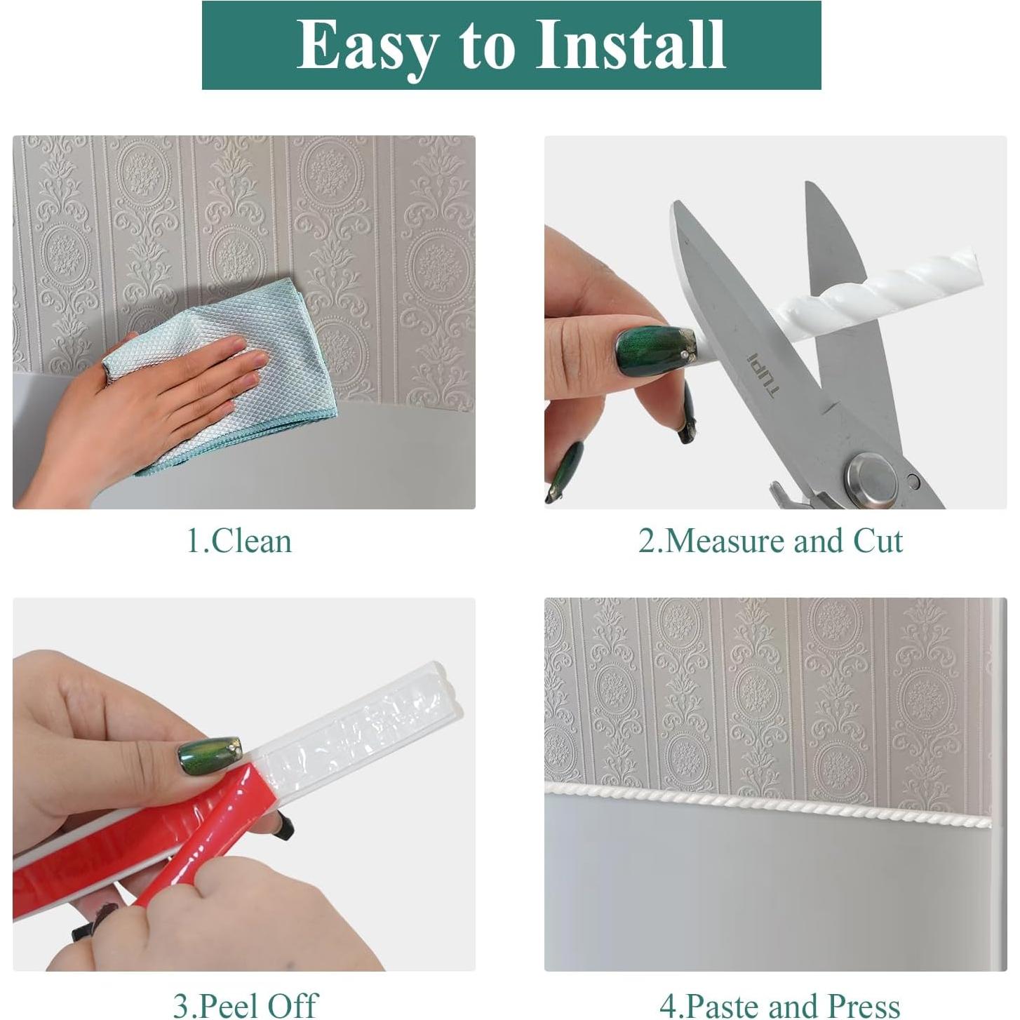 Moldura de Pared Autoadhesiva PVC Blanco 10FT 0.47x0.28m