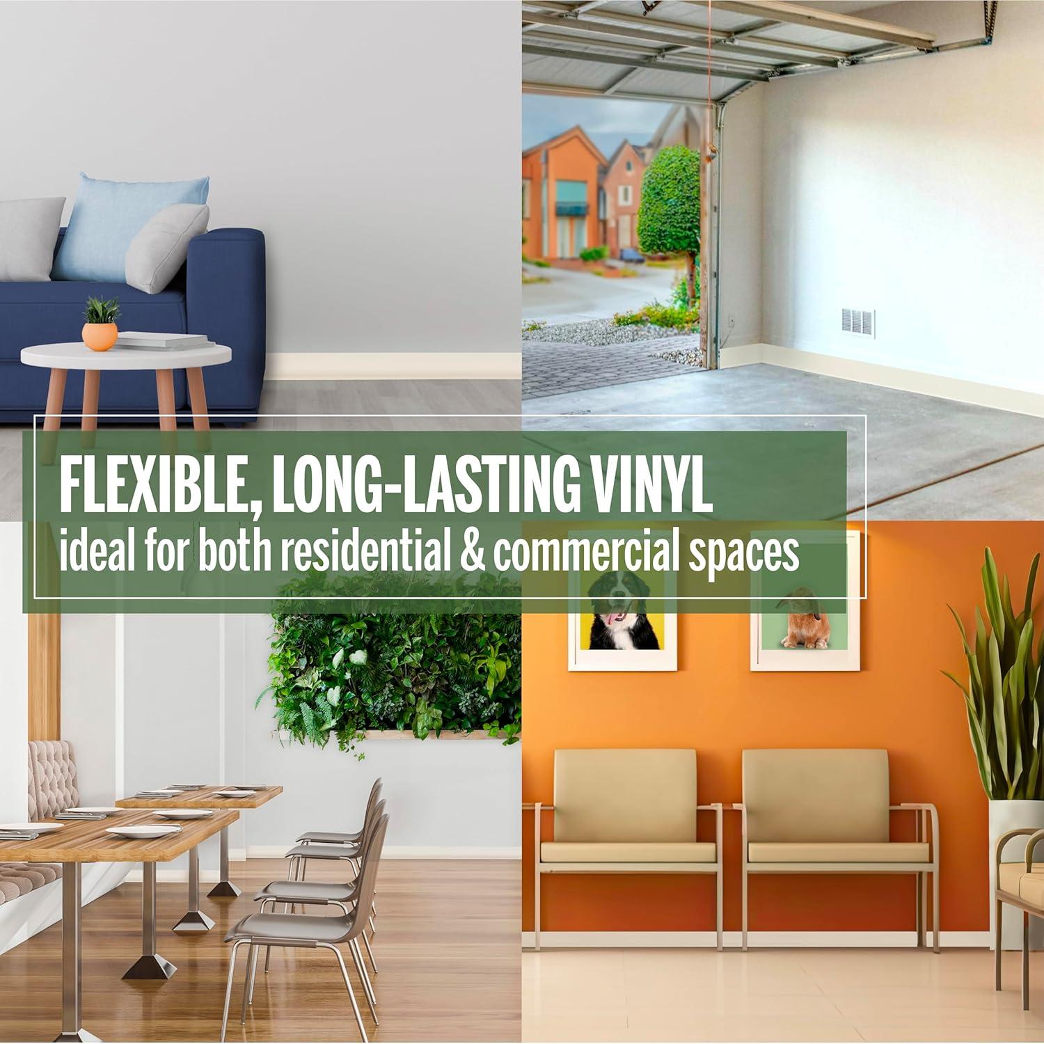 Base de Pared de Vinilo M-D 4x60 Pies Almendra Respaldo Seco