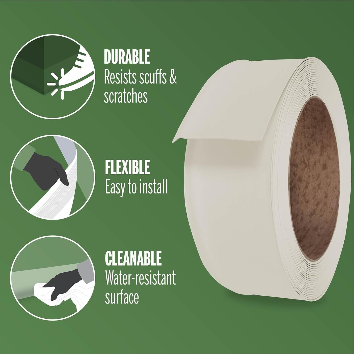 Base de Pared de Vinilo M-D 4x60 Pies Almendra Respaldo Seco