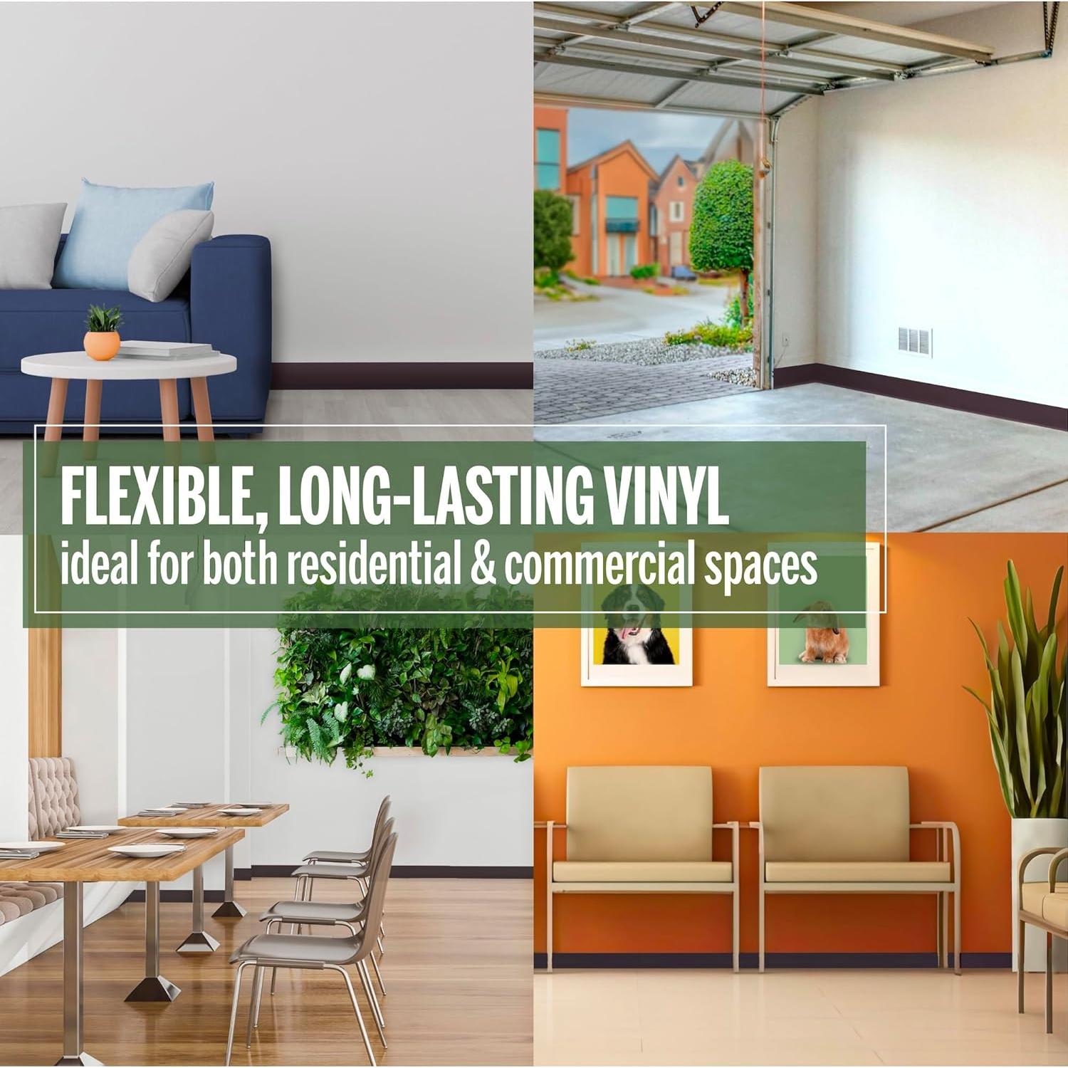 Base de Pared de Vinilo M-D 4" x 18.29 m Marrón Flexible