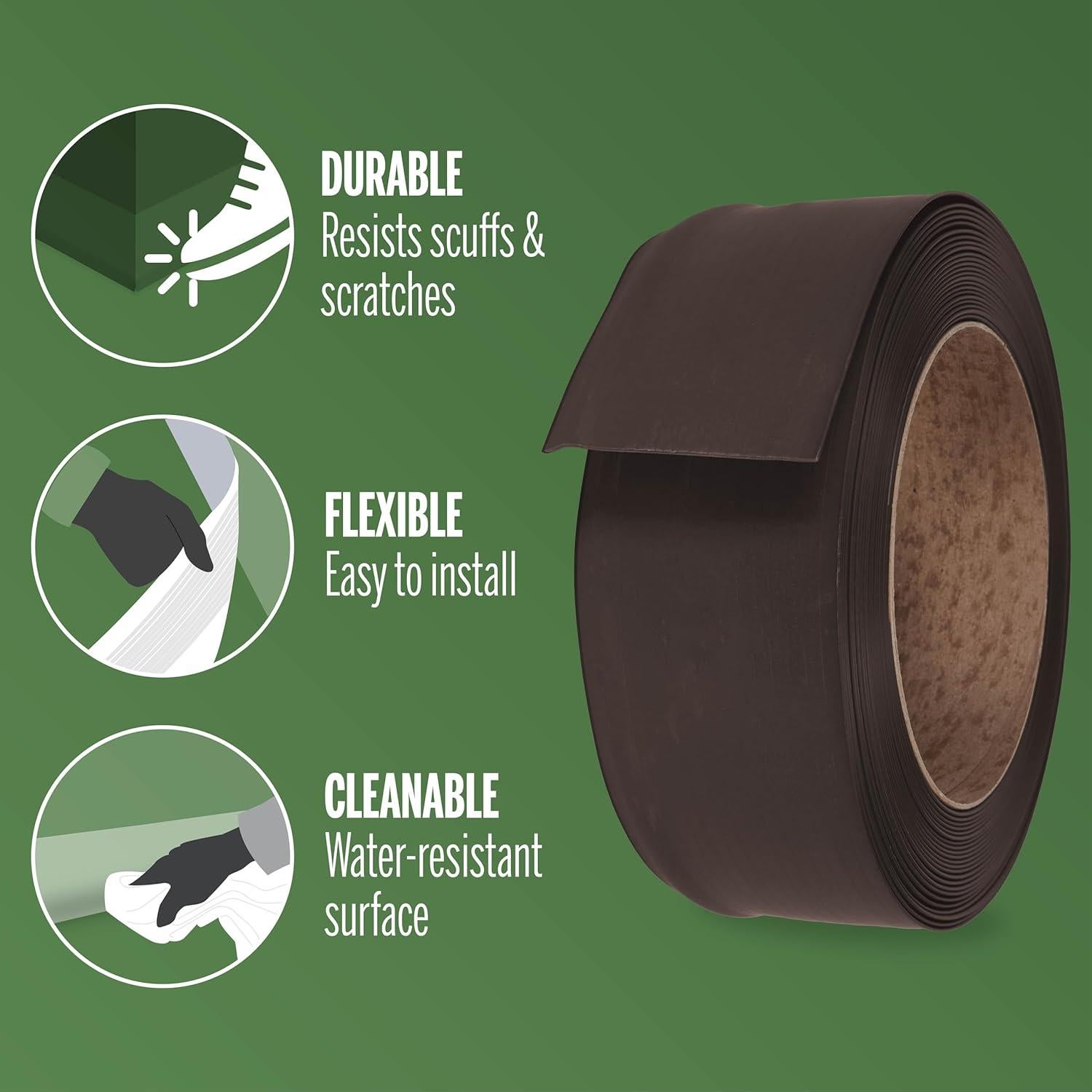 Base de Pared de Vinilo M-D 4" x 18.29 m Marrón Flexible