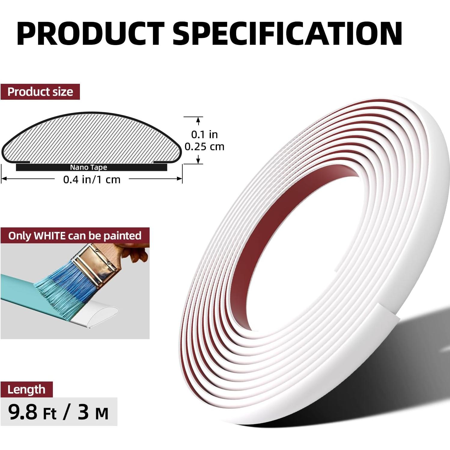 Moldura Autoadhesiva JSIWOTH 2.99 m Blanca Pintable Flexible