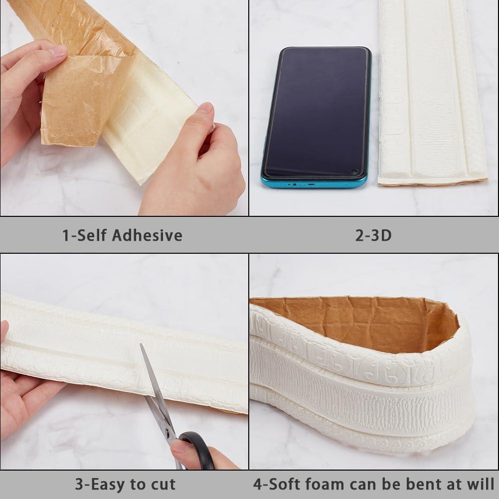 Moldura de Corona Autoadhesiva CRASPIRE 3D Blanca 88x8cm