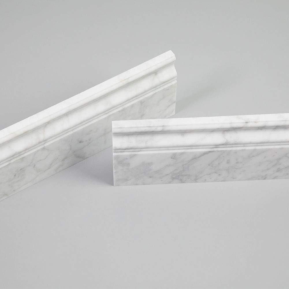 Moldura de Zócalo de Mármol Blanco Carrara 305x127mm 4 Pcs