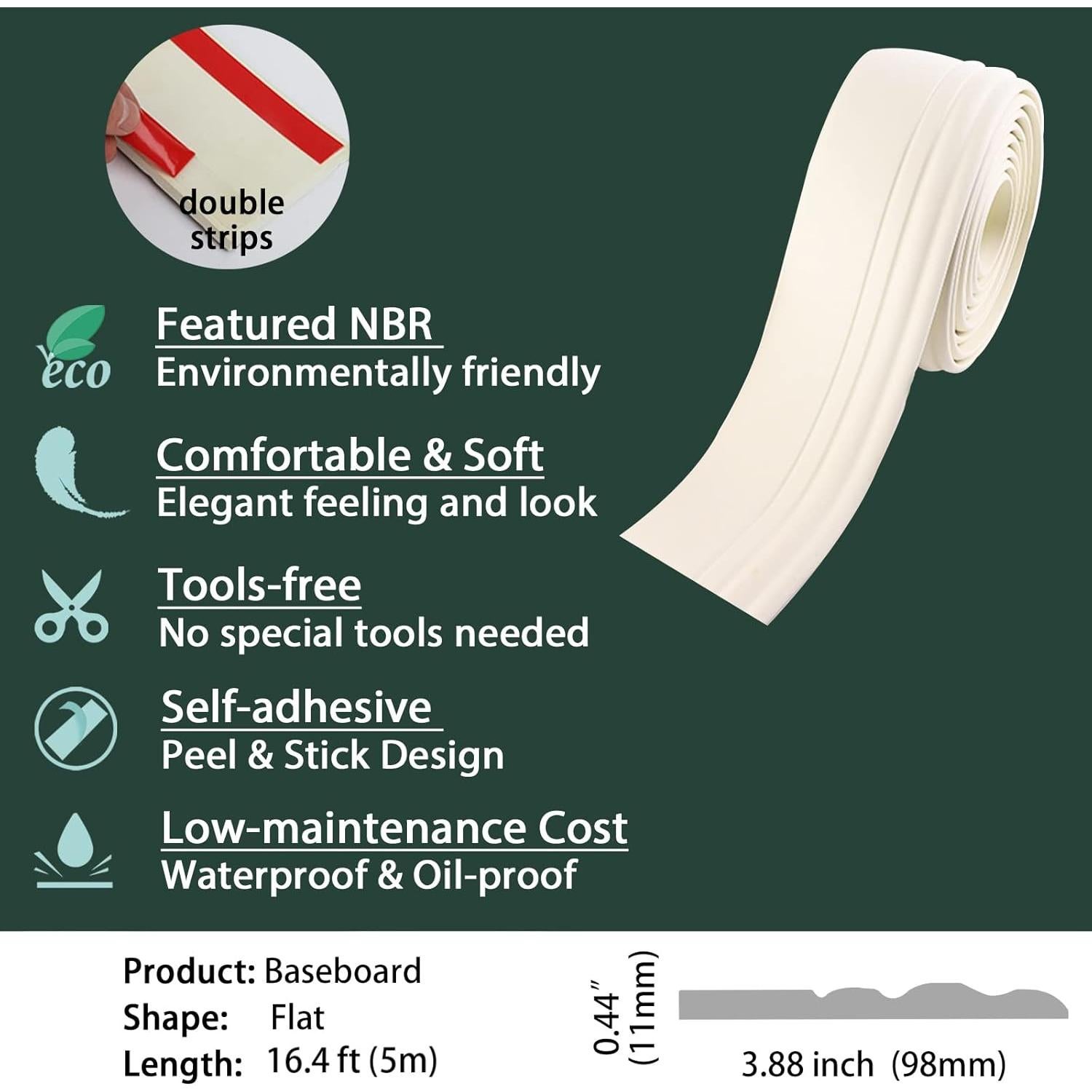 Moldura de Base Autoadhesiva Gaahing 5m x 10cm Impermeable