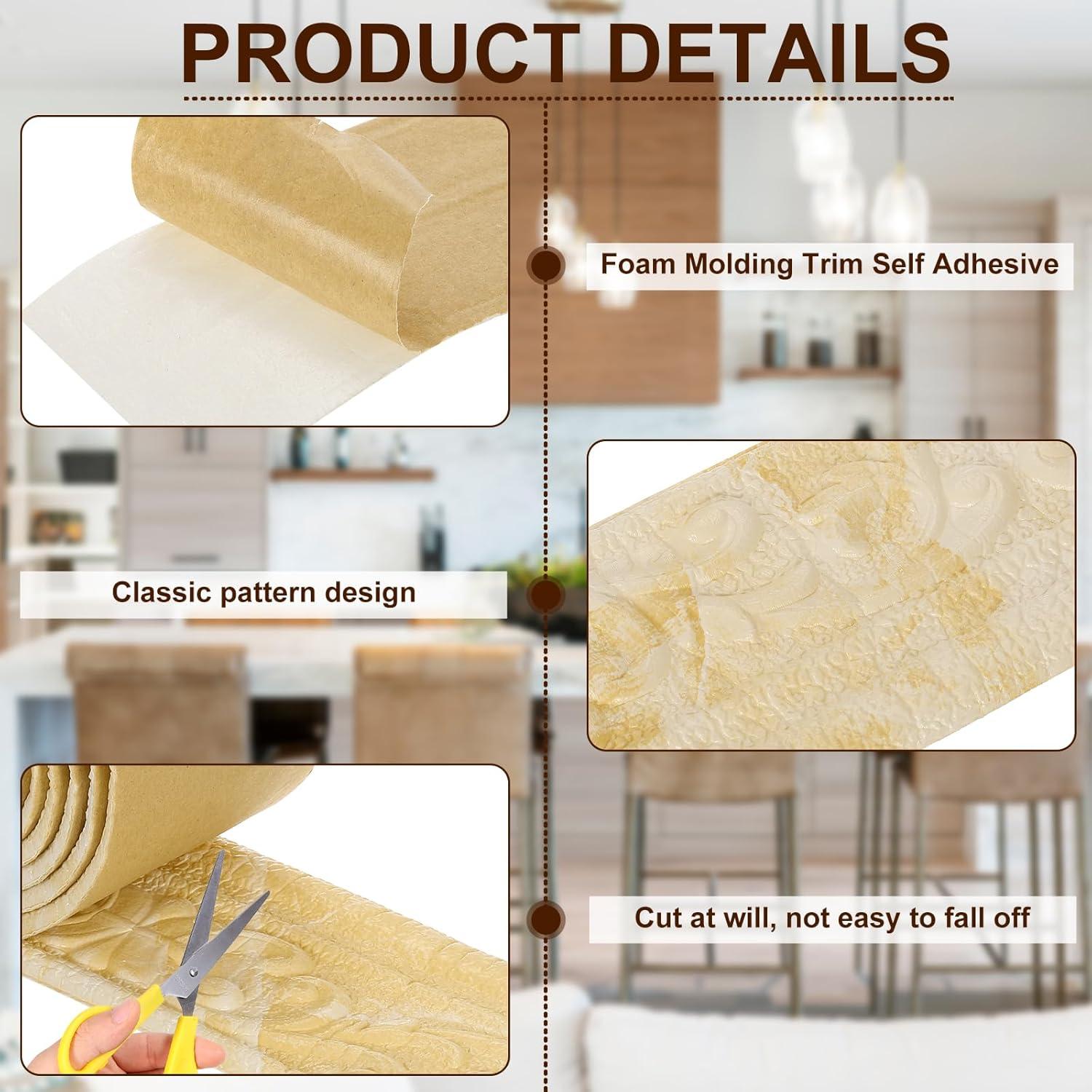 Moldura de Espuma Autoadhesiva uxcell 3D Amarillo 2.29m