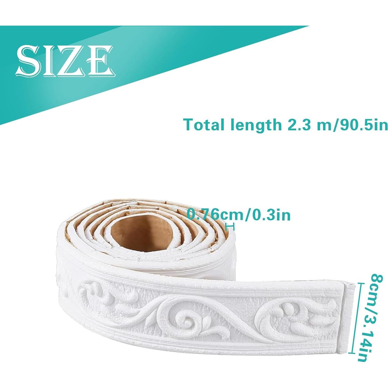 Moldura de Espuma Autoadhesiva QoTang 230 x 8 cm Blanca