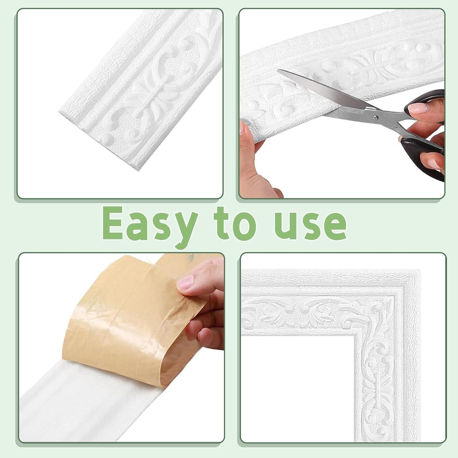 Moldura de Espuma Autoadhesiva QoTang 230 x 8 cm Blanca