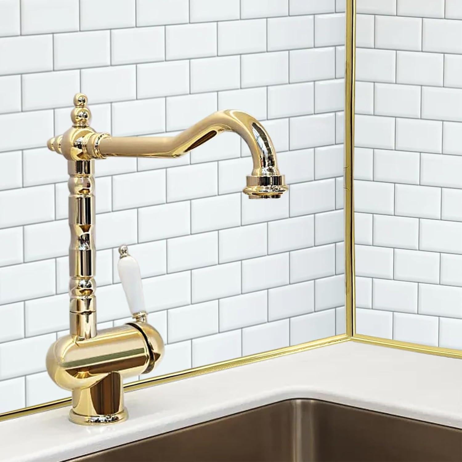 Moldura Autoadhesiva Dorada Faoaatin 3.05m para Pared y Techo