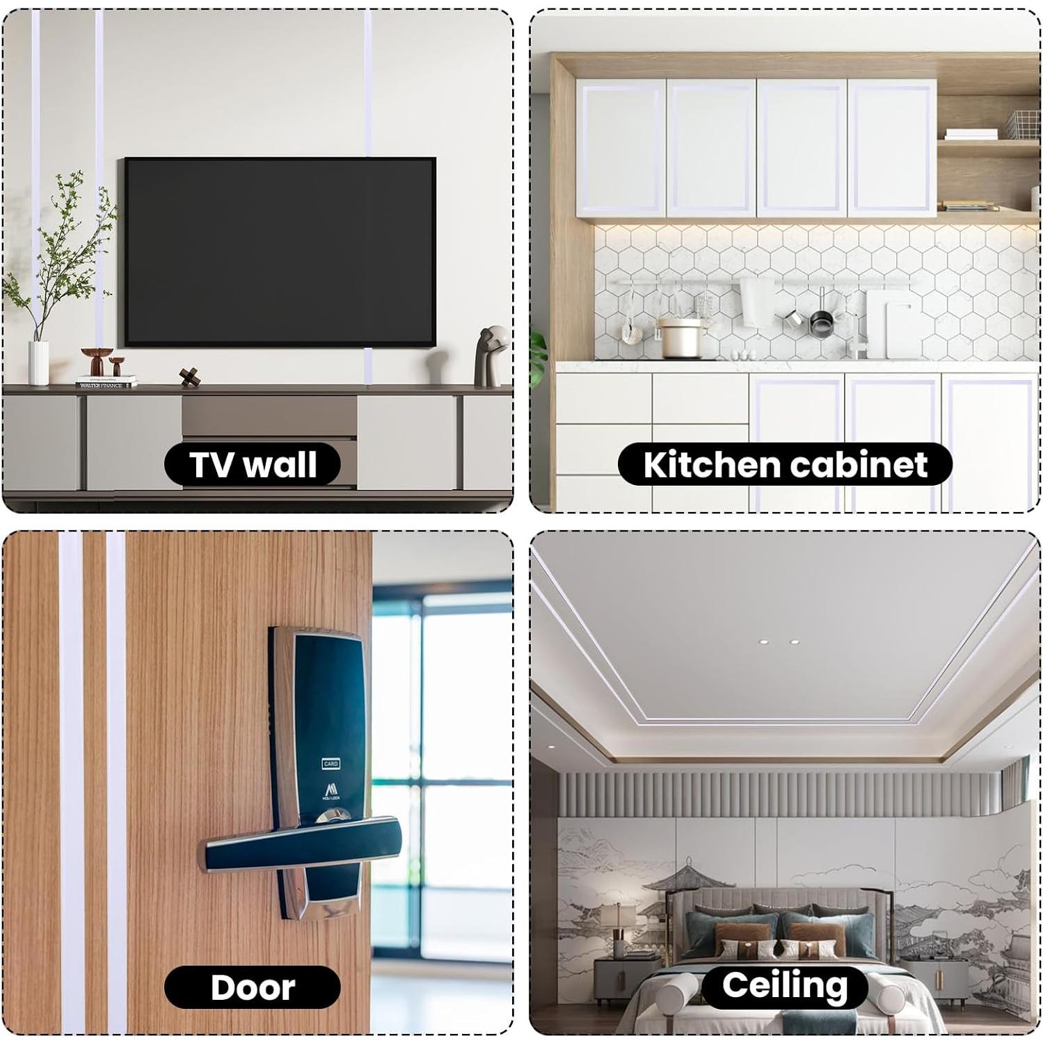 Moldura de Pared Autoadhesiva PVC 2.99m Blanca Impermeable