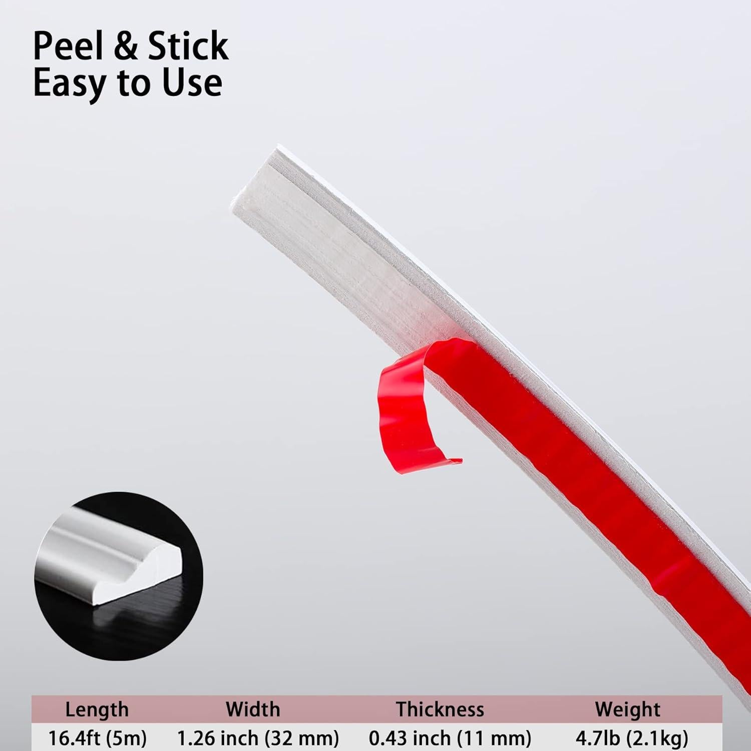 Moldura autoadhesiva Trimold 5m x 3.3cm PVC Blanco