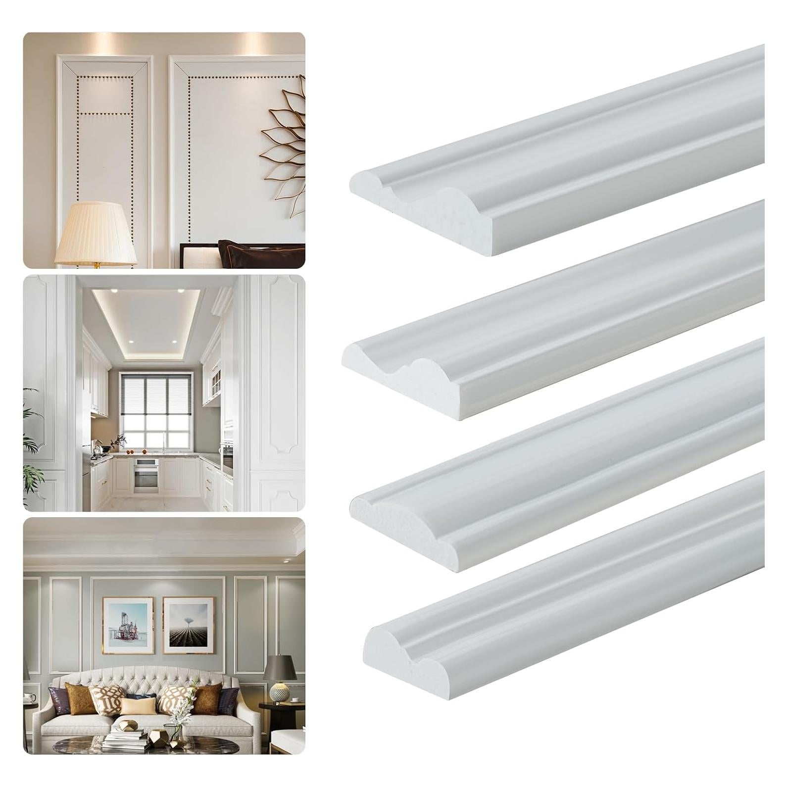 Moldura Autoadhesiva Flexible PVC Yu Huan 3.05m x 4.06cm Blanca