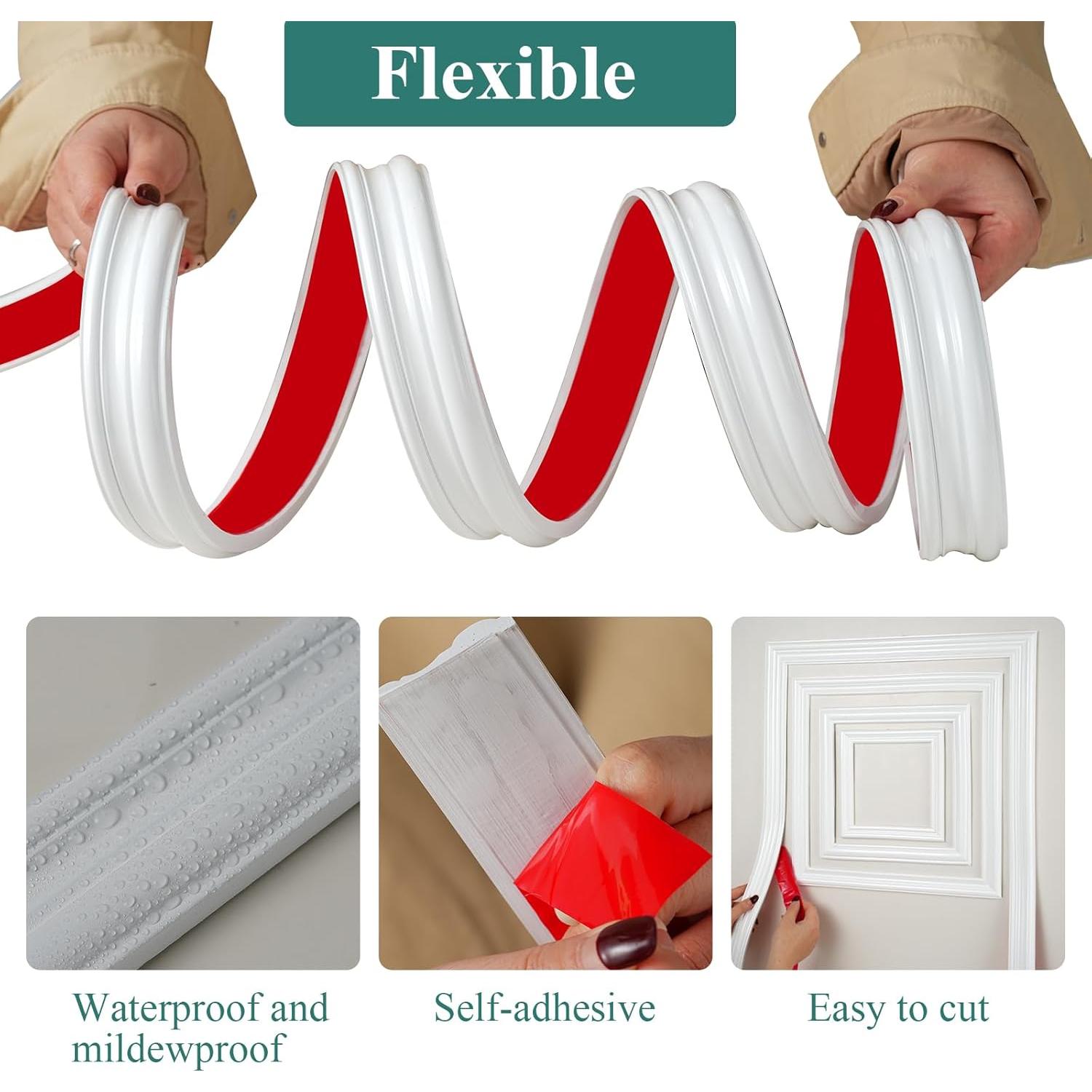 Moldura Autoadhesiva Flexible PVC Yu Huan 3.05m x 4.06cm Blanca