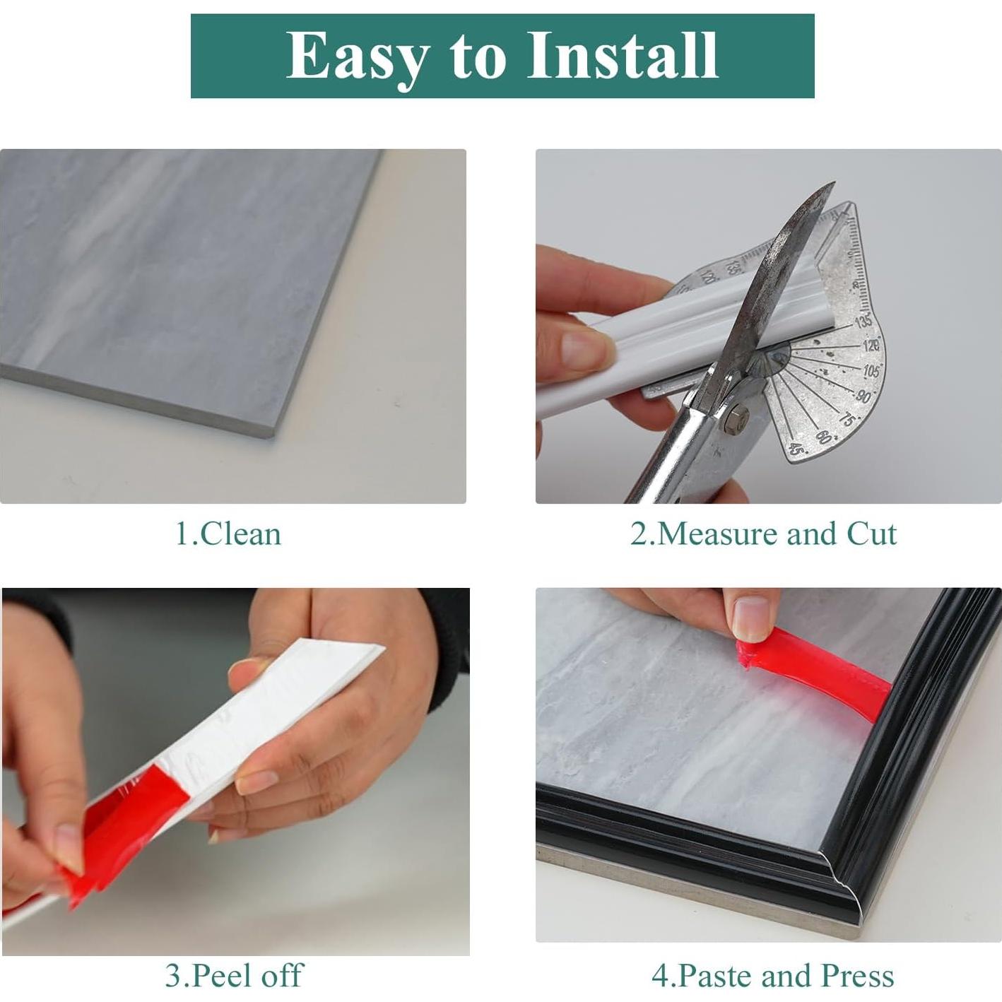 Moldura Autoadhesiva Flexible PVC Yu Huan 3.05m x 4.06cm Blanca