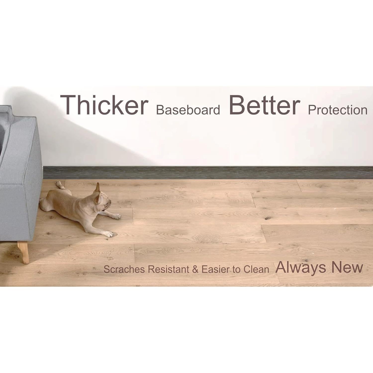 Moldura de Base de Pared de Goma Stelalloy 4" x 2.44m Oscura