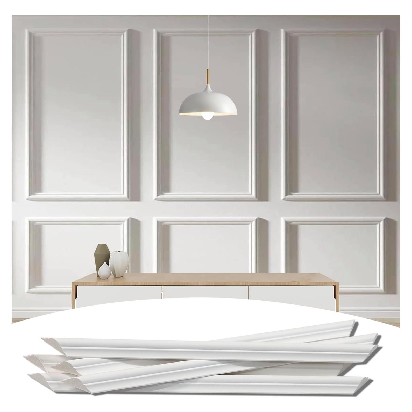 Kit de Moldura de Pared Prehecho Lunghaa 6 Marcos Blanco