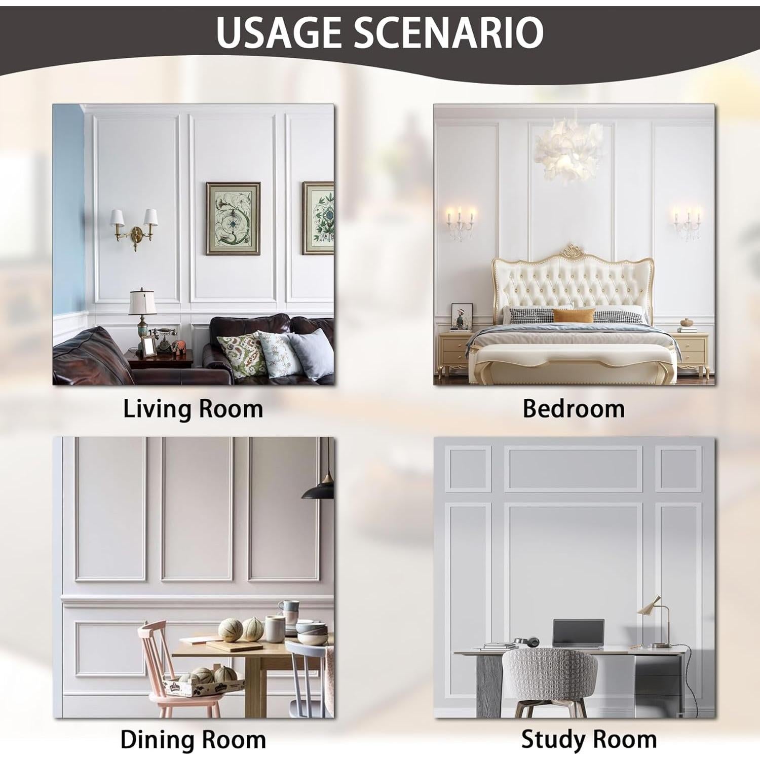 Kit de Moldura de Pared Prehecho Lunghaa 6 Marcos Blanco