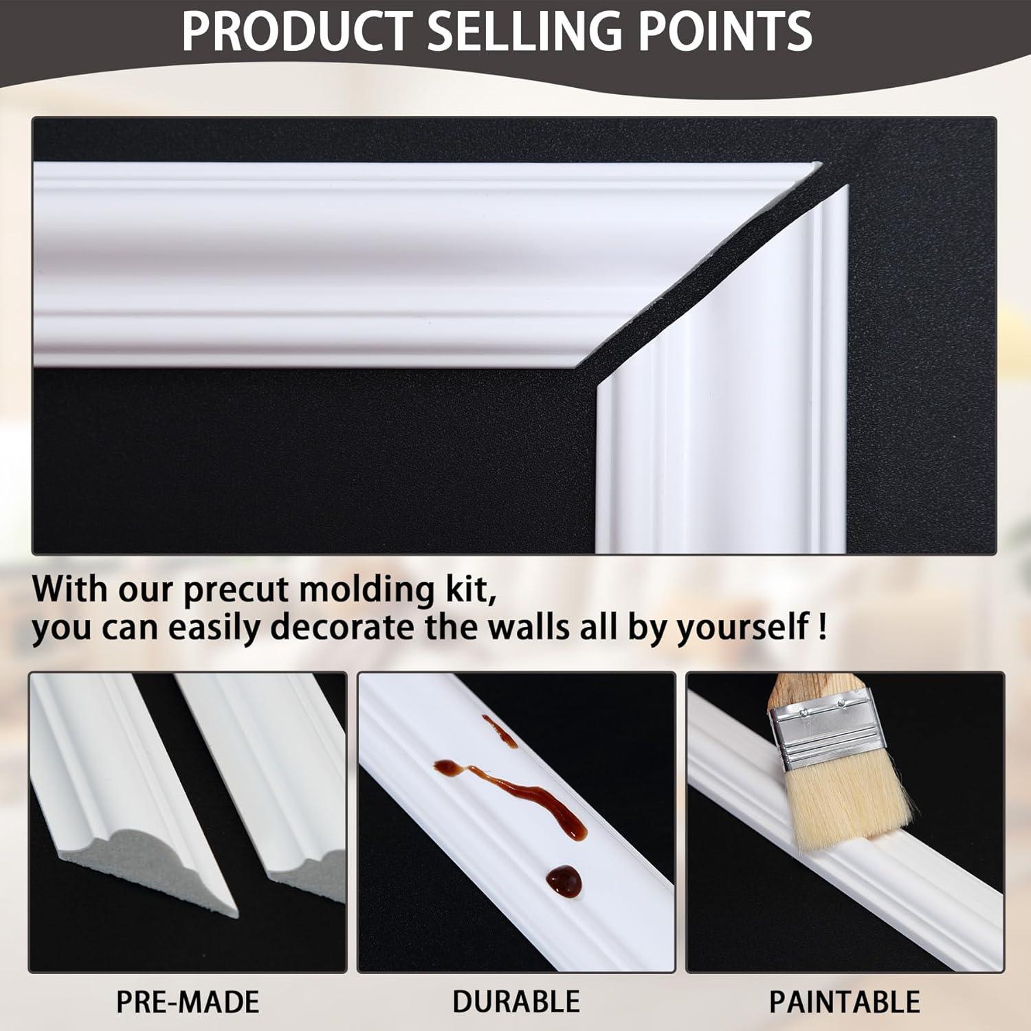 Kit de Moldura de Pared Prehecho Lunghaa 6 Marcos Blanco